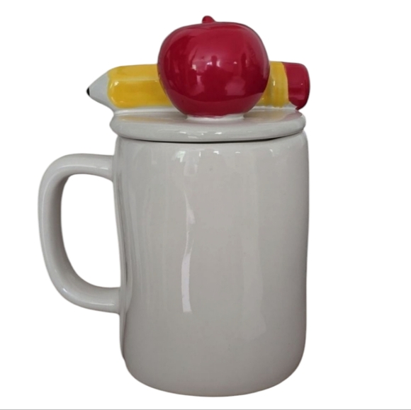 Rae Dunn A+ TEACHER MUG WITH TOPPER Apple Pencil School Teacher Gift NWT - Picture 4 of 8